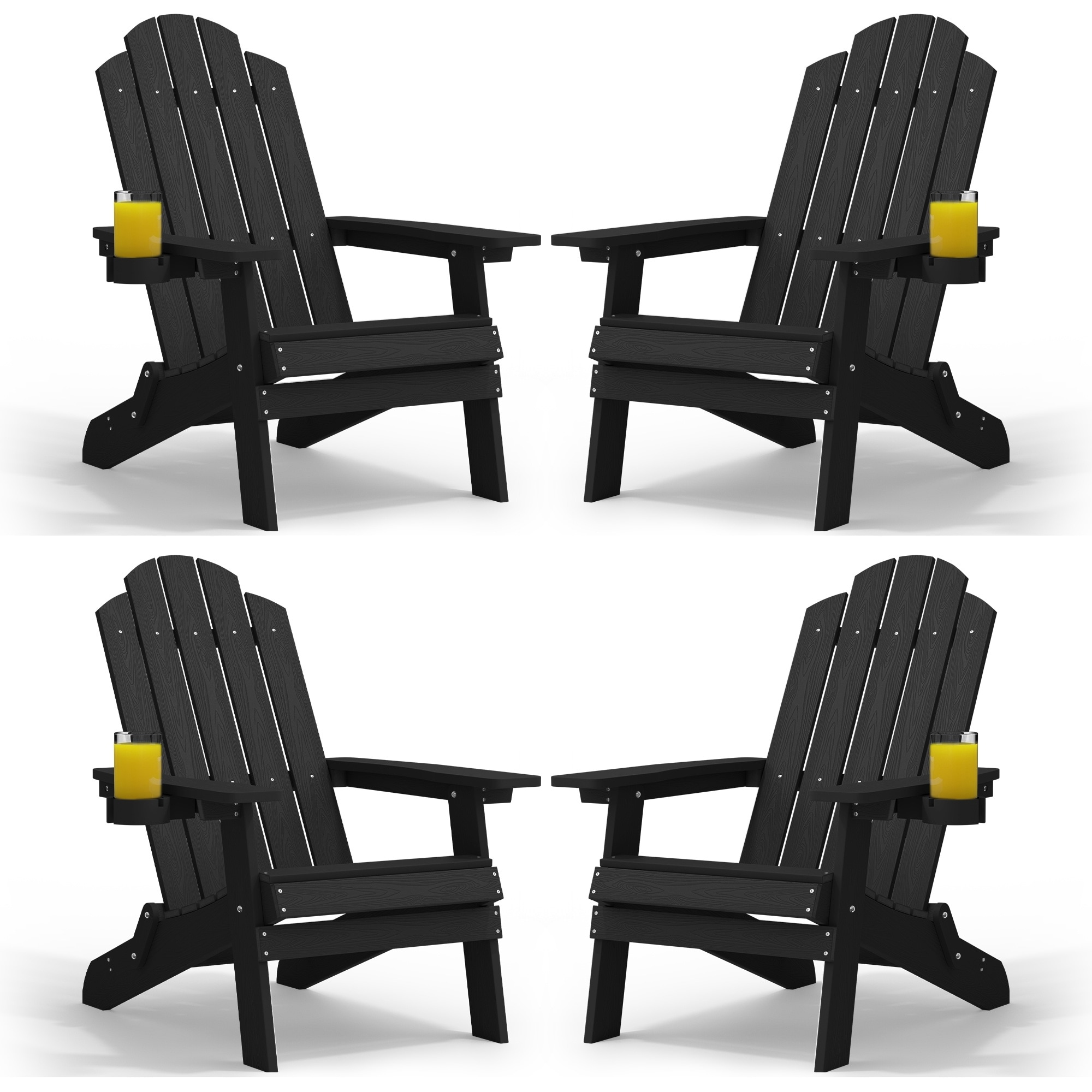 WINSOON All Weather HIPS Outdoor Folding Adirondack Chair Set of 4