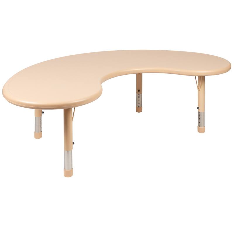 35"Wx65"L Half-Moon Plastic Adjustable Activity Table for 8 - 65"D x 35"W x 14.5" - 23.75"H