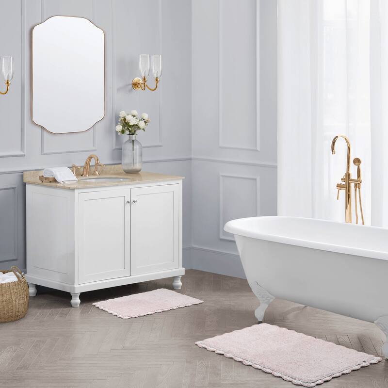 Laura Ashley Heathered Crochet Border Bath Rug