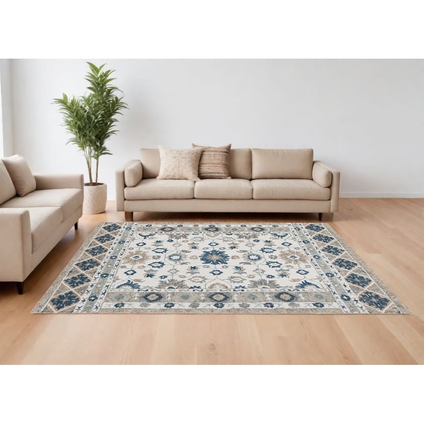 Hand Tufted Floral Traditional Area Rug