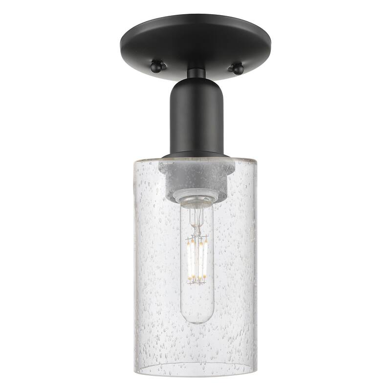 Innovations Lighting Endless Possibilities Arcadia - Clymer - 1 Light 4" Semi-Flush Mount - Seedy/Matte Black