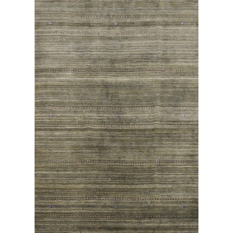 Hand Knotted Oriental 100% Wool Carpet Tribal Animal Pictorial Green Gabbeh Area Rug - 8' 0'' X 6' 8''