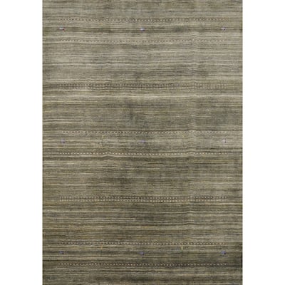 Hand Knotted Oriental 100% Wool Carpet Tribal Animal Pictorial Green Gabbeh Area Rug - 8' 0'' X 6' 8''