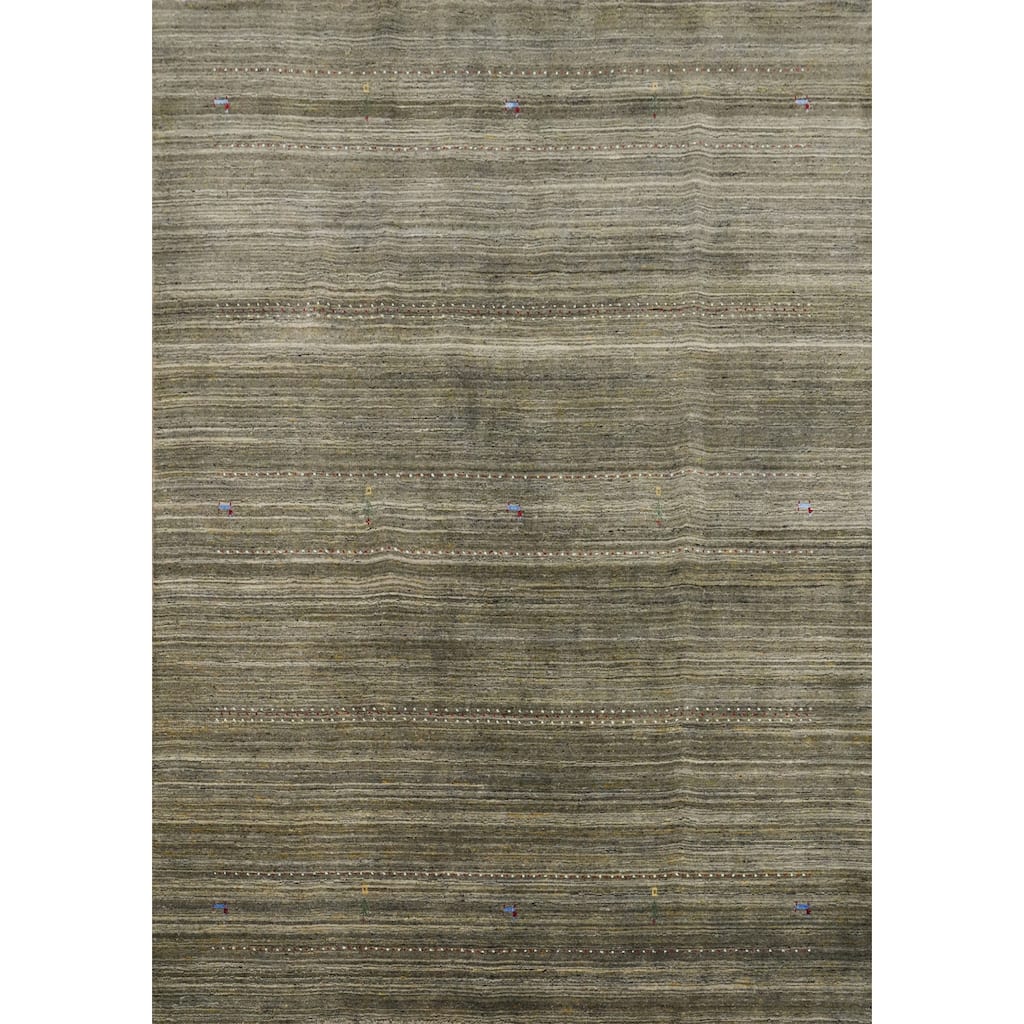 Hand Knotted Oriental 100% Wool Carpet Tribal Animal Pictorial Green Gabbeh Area Rug - 8' 0'' X 6' 8''