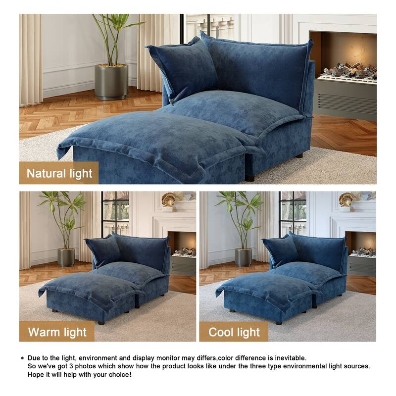 Modern Cloud Chaise Longue Accent Chair with Ottoman set