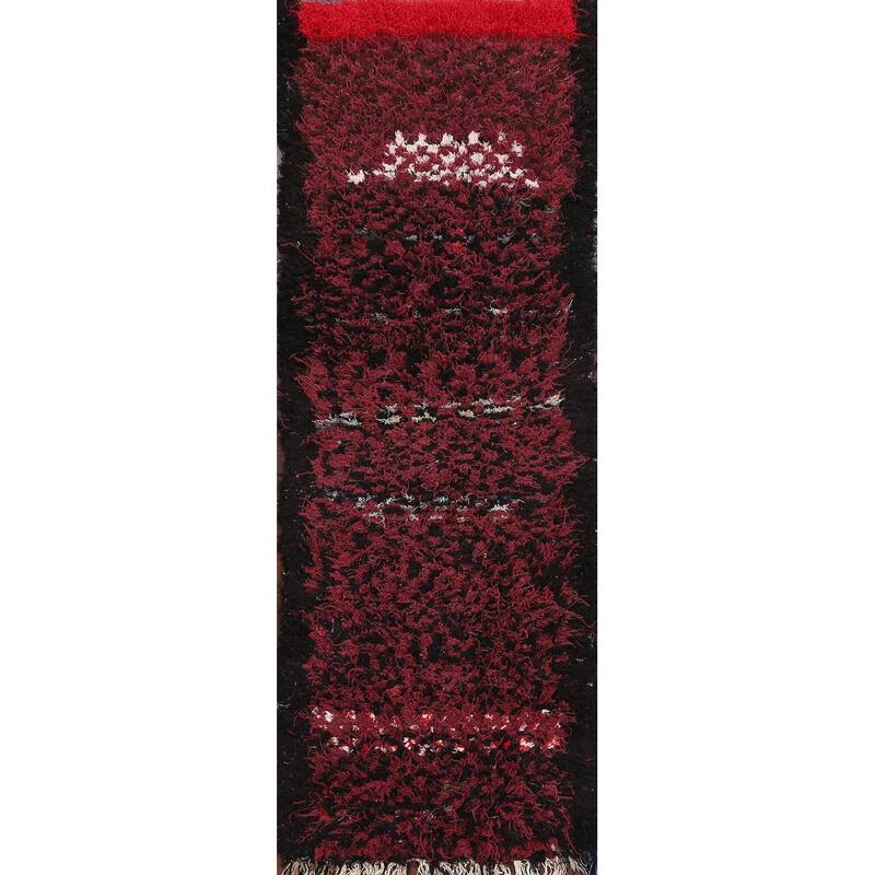 Modern Moroccan Oriental Runner Rug Wool Hand-knotted Carpet - 2'10" x 7'11"