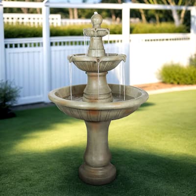 51.5in Outdoor Water Fountain 2-Tier Waterfall Fountain for Home Decor