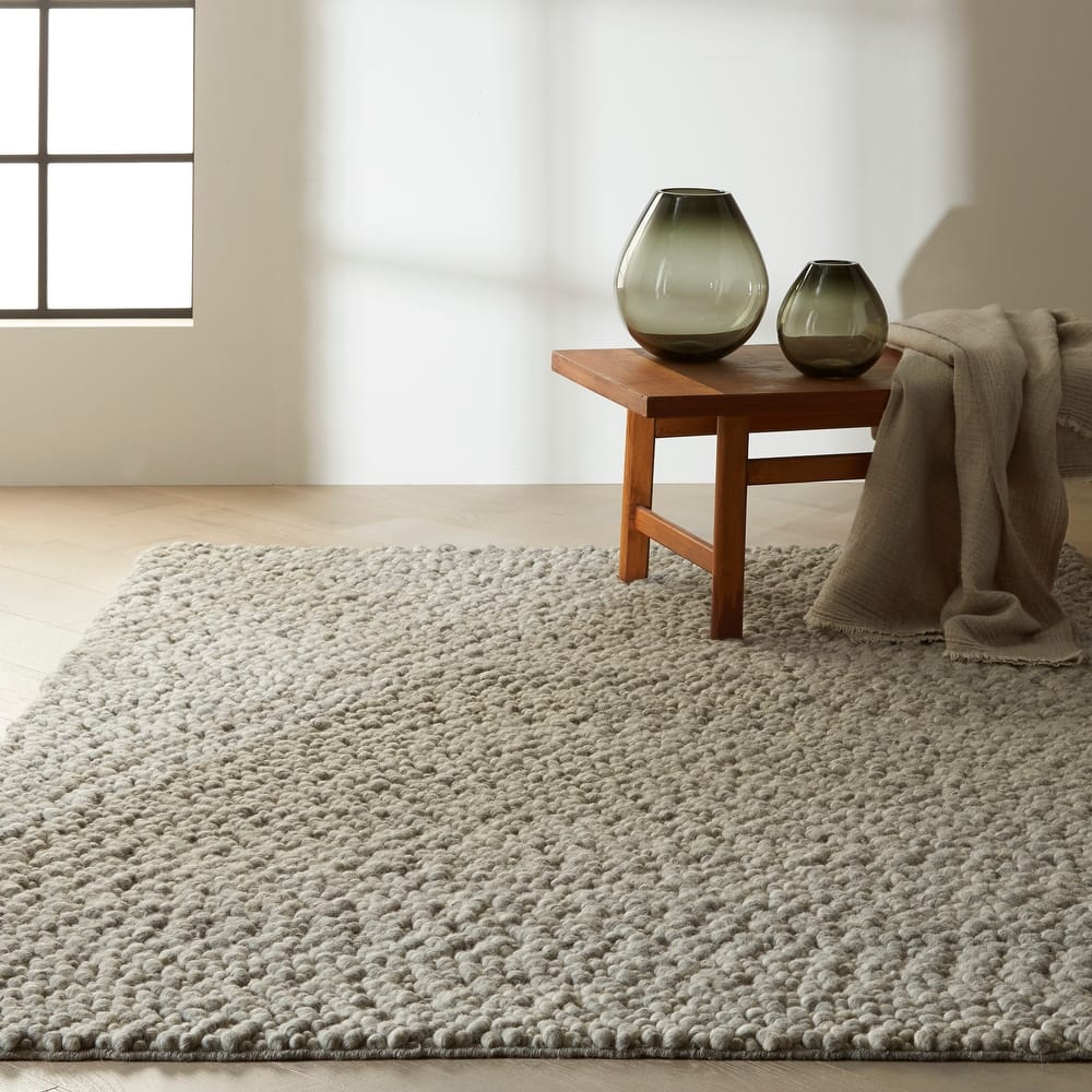 Calvin Klein Riverstone Modern Textured Loop Solid Wool Area Rug