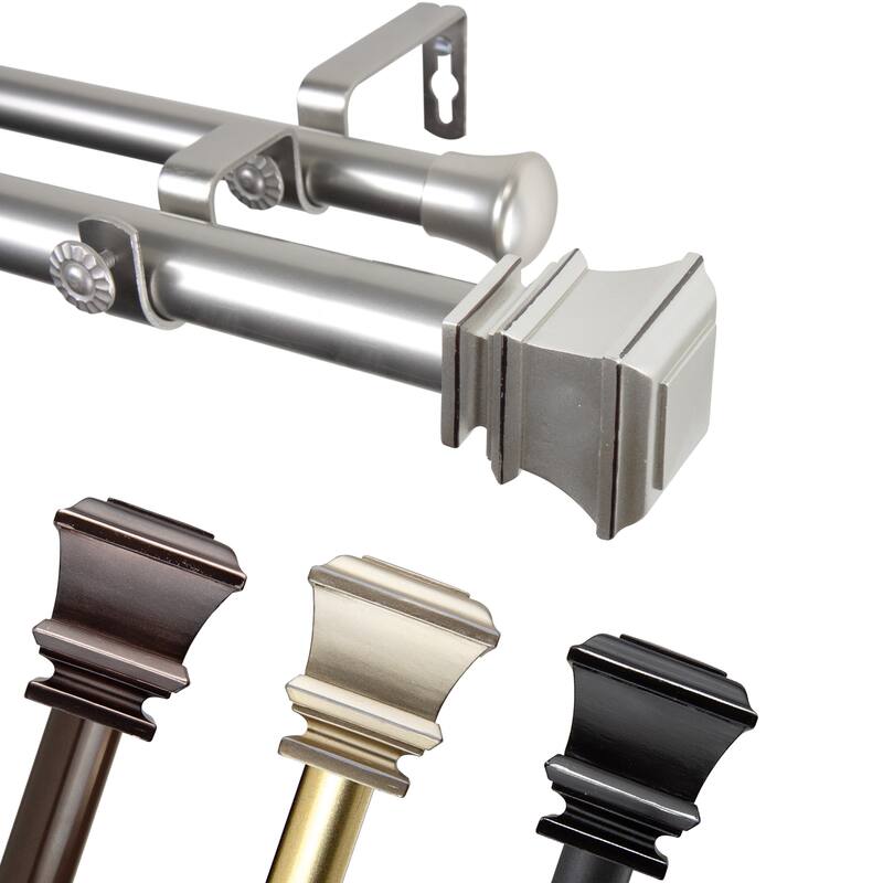 InStyleDesign Savre 1 inch Diameter Adjustable Double Curtain Rod