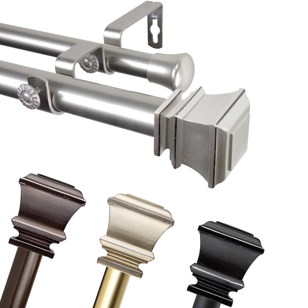 InStyleDesign Savre 1 inch Diameter Adjustable Double Curtain Rod