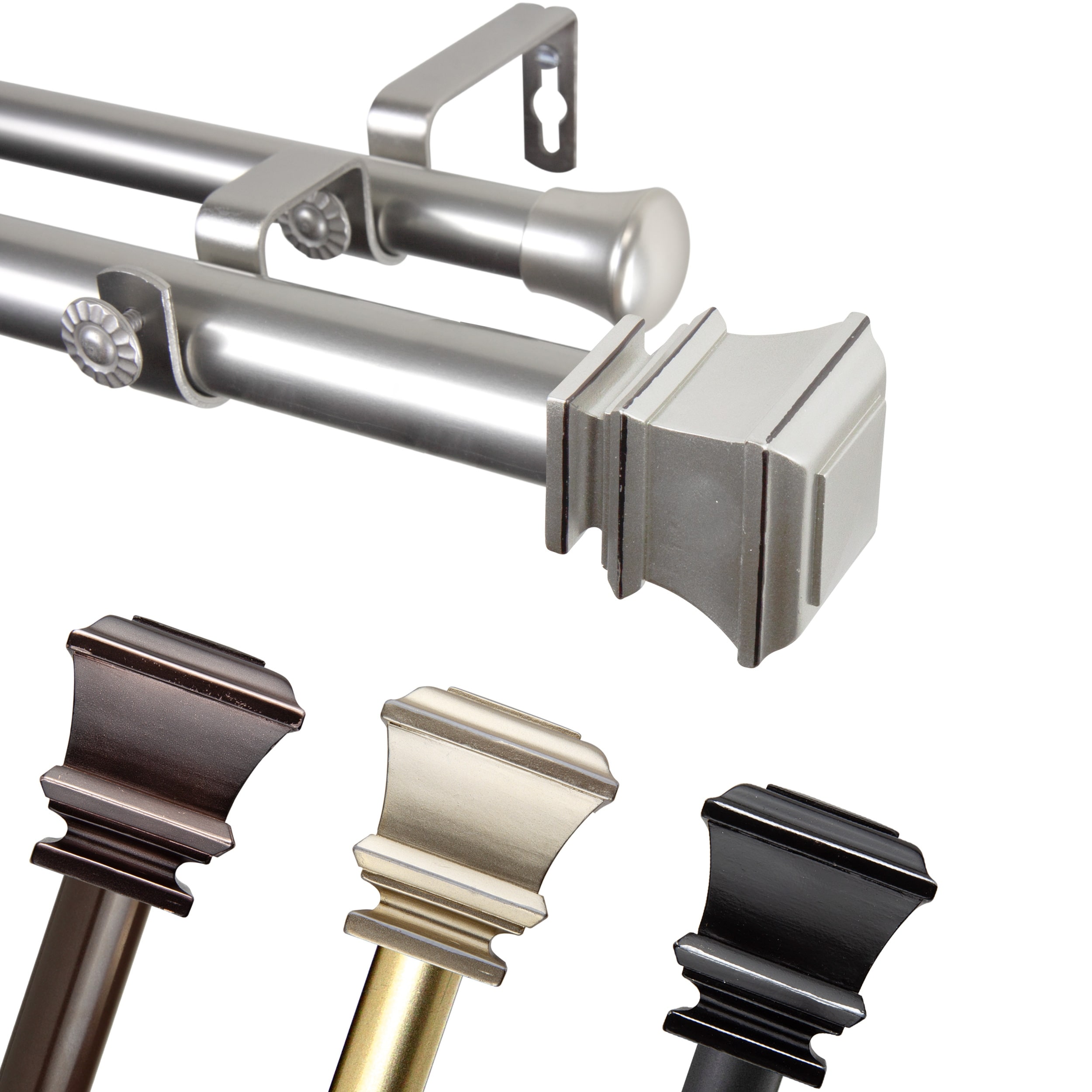 InStyleDesign Savre 1 inch Diameter Adjustable Double Curtain Rod