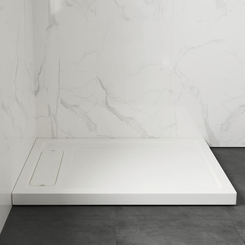 OVE DECORS Adena White Shower Base 60x36 in white - 48 x 36 x 2.8 inches - Side Hidden