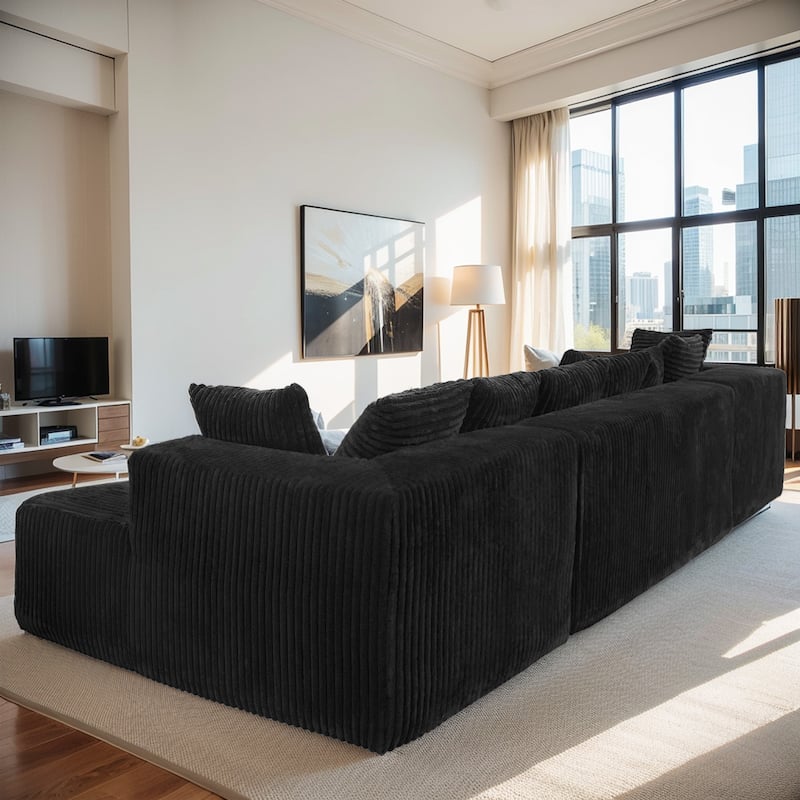 Modular U-Shaped Sectional Sofa 4-Seater Chaise Lounge with Reversible Design for Living Room Bedroom