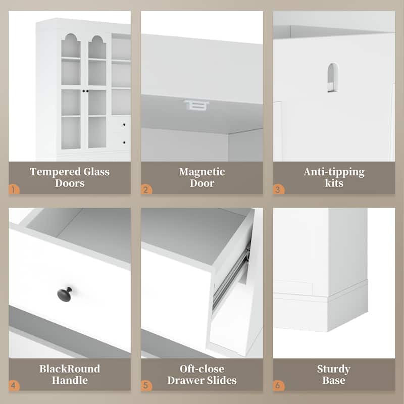47.2x15.7x75inch Freestanding Buffet with Hutch