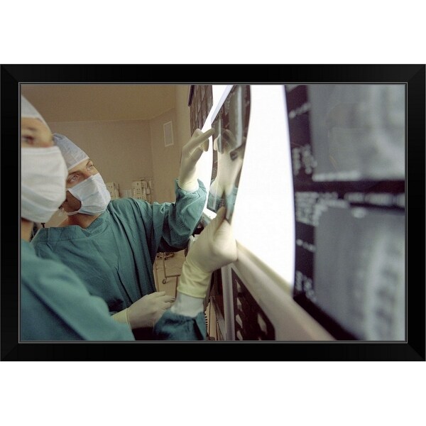 "Doctors with x-rays" Black Framed Print