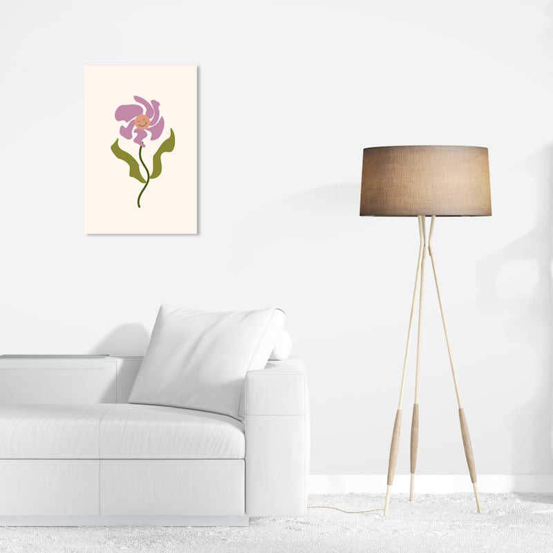 Wynwood Studio Canvas Floral and Botanical Daisy Smile Purple and Light Purple Modern & Contemporary Wall Art Canvas Print - 16 x 24
