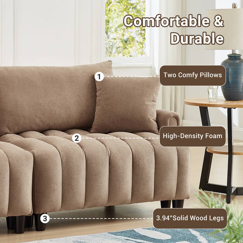 Sofa Bed with 2 Hidden Storage Bags, Multi-Functional Sleeper Sofa Loveseat with Adjustable Backrest