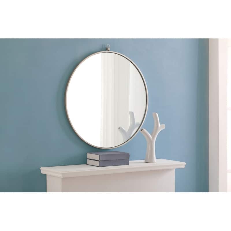 Strick & Bolton Patti Metal 28-inch Round Mirror with Decorative Hook