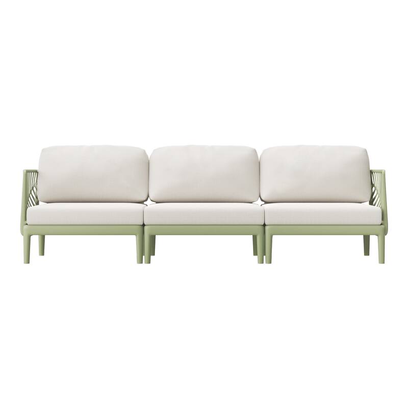 Frond and Form Outdoor Patio Sofa with Cushions - Green