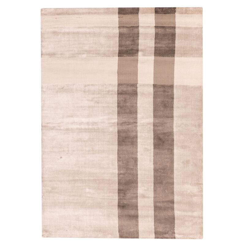 ECARPETGALLERY Hand Loomed Loreto Ivory Viscose Rug - 5'4 x 7'7