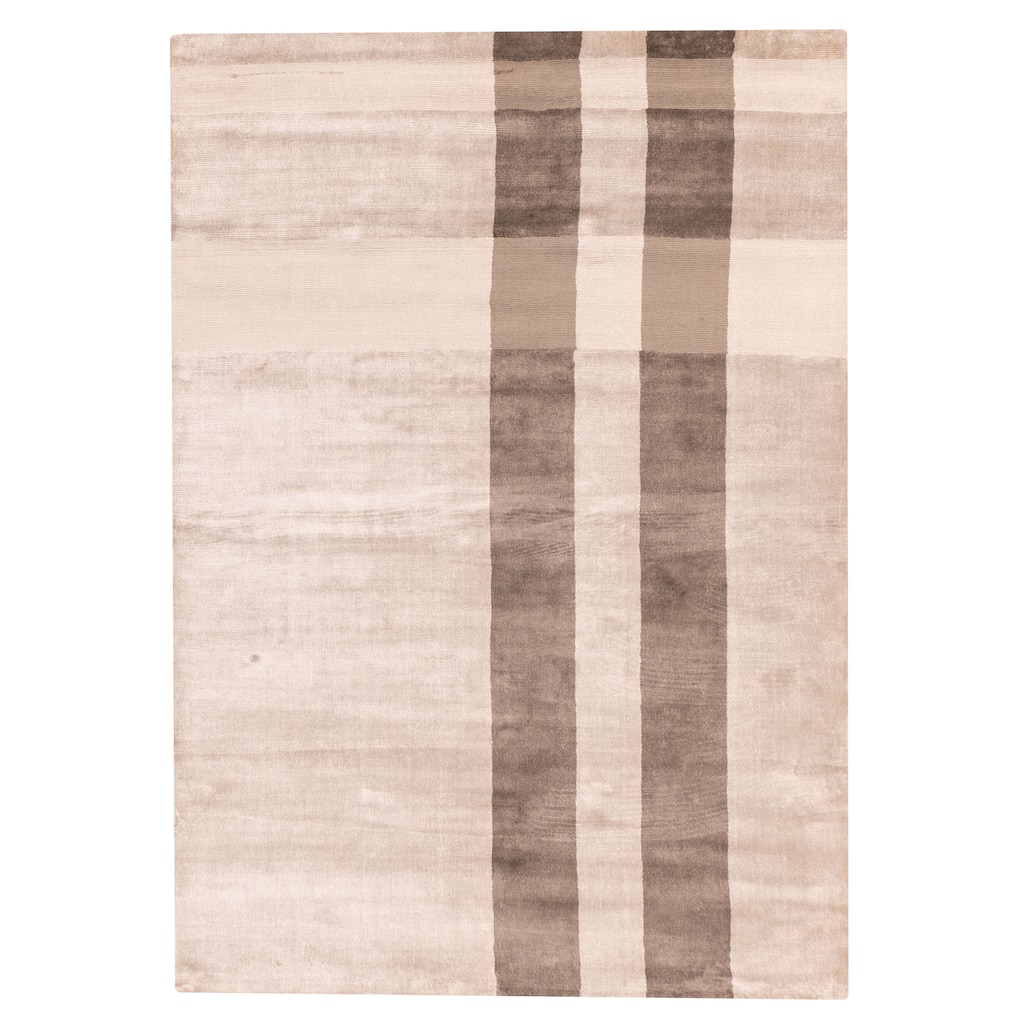 ECARPETGALLERY Hand Loomed Loreto Ivory Viscose Rug - 5'4 x 7'7