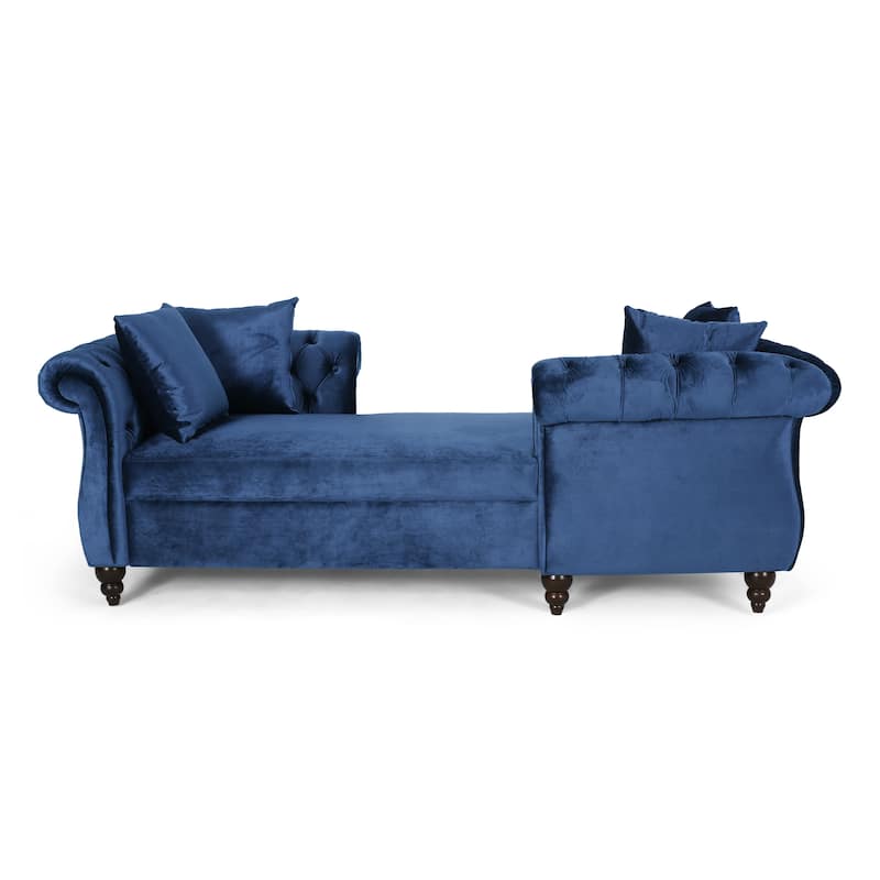 Houck Modern Glam Tufted Velvet Tete-a-Tete Chaise Lounge with Accent Pillows by Christopher Knight Home