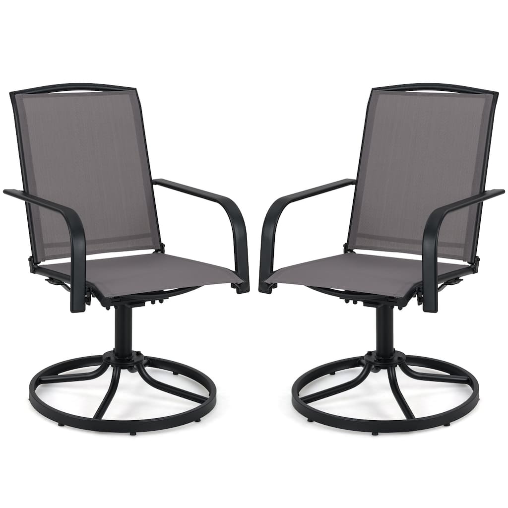 Gymax Patio Swivel Chairs Set of 2 w/ High Back & Round Metal Base for
