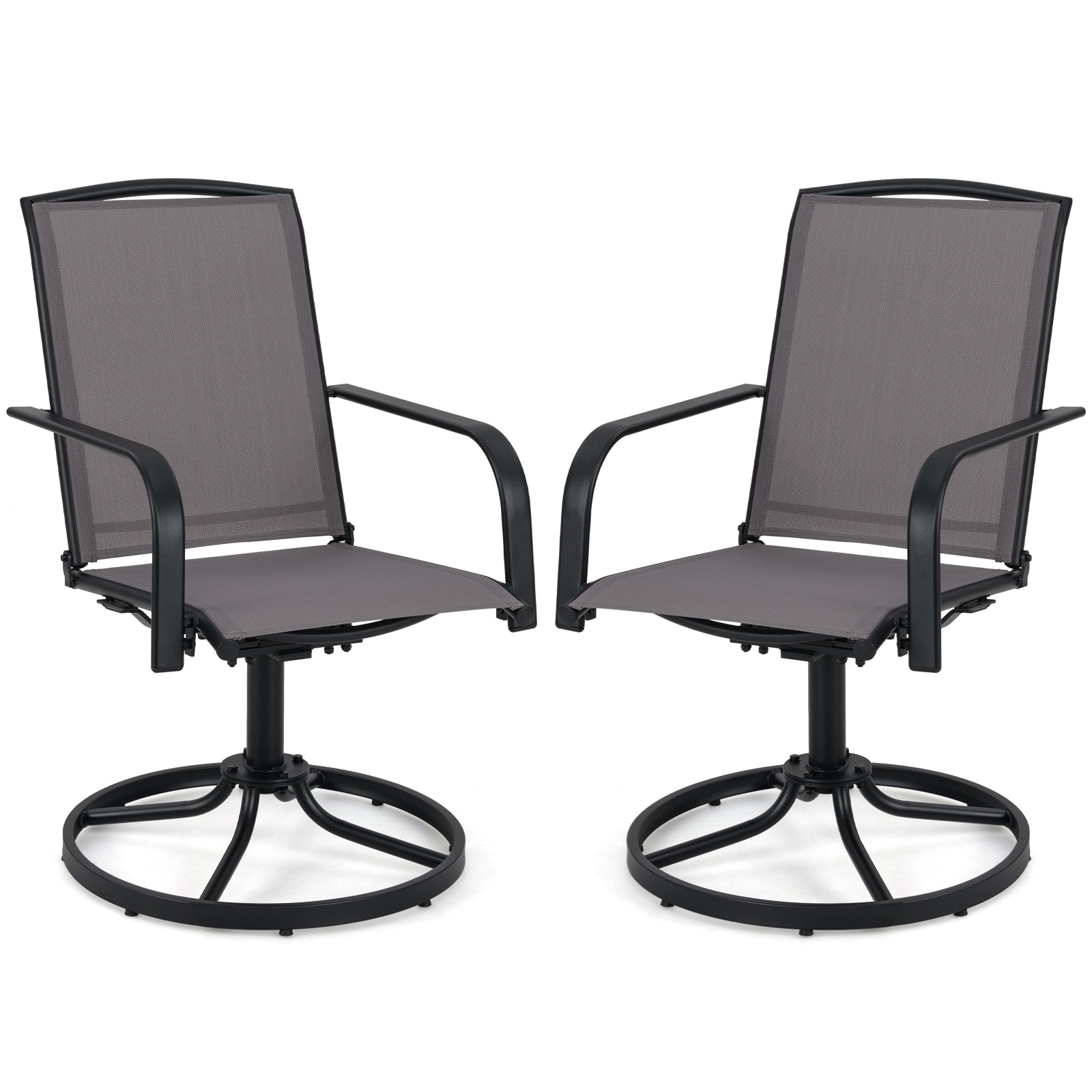 Gymax Patio Swivel Chairs Set of 2 w/ High Back & Round Metal Base for