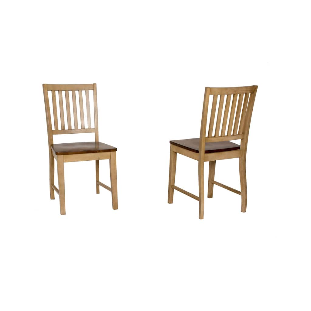 set of 2 distressed brown brook slat back dining chair 36"