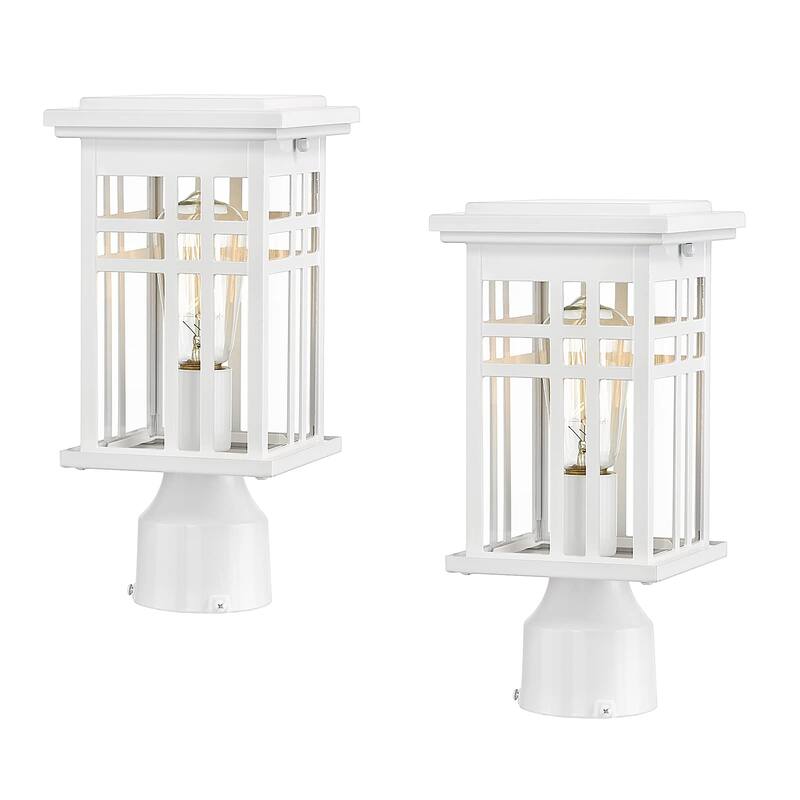 Outdoor Post Light, Lantern Light Fixture with Clear Glass Shade