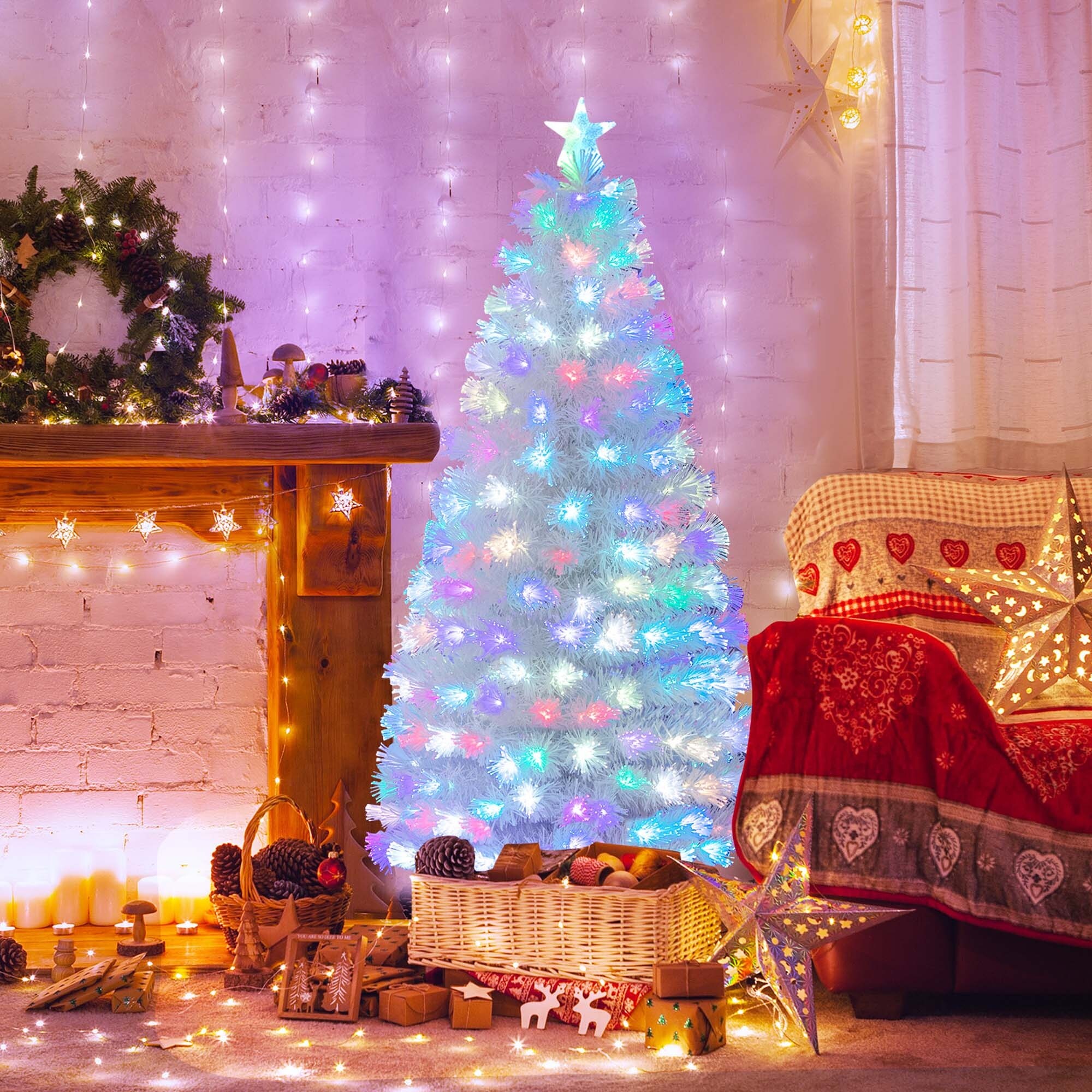 7ft fiber optic online christmas tree