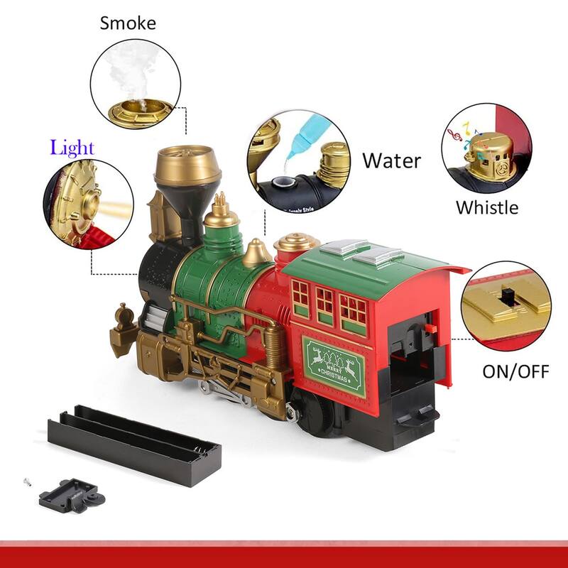 Christmas Train Set 36 pcs for Under The Tree with Lights and Sounds Santa Clause Train Set