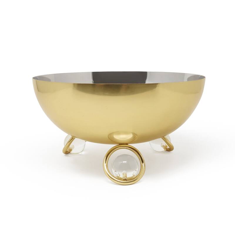 Salad Bowl Silver Inner Gold Outer with Ball Legs