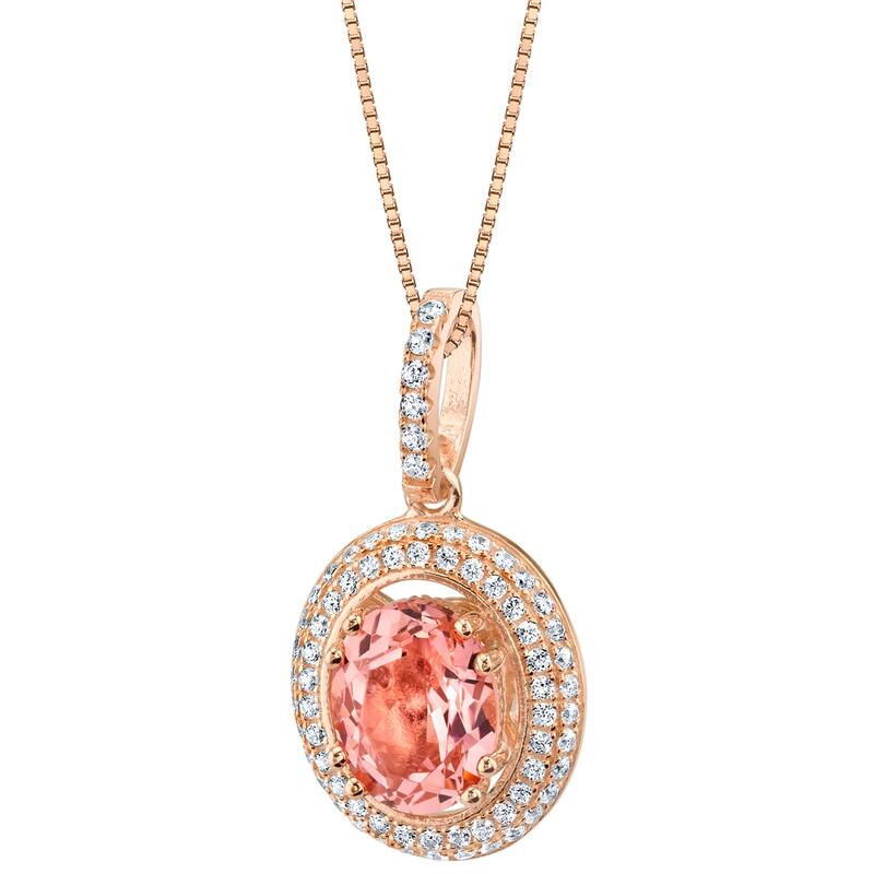3 ct Morganite Pendant in Rose-tone Sterling Silver