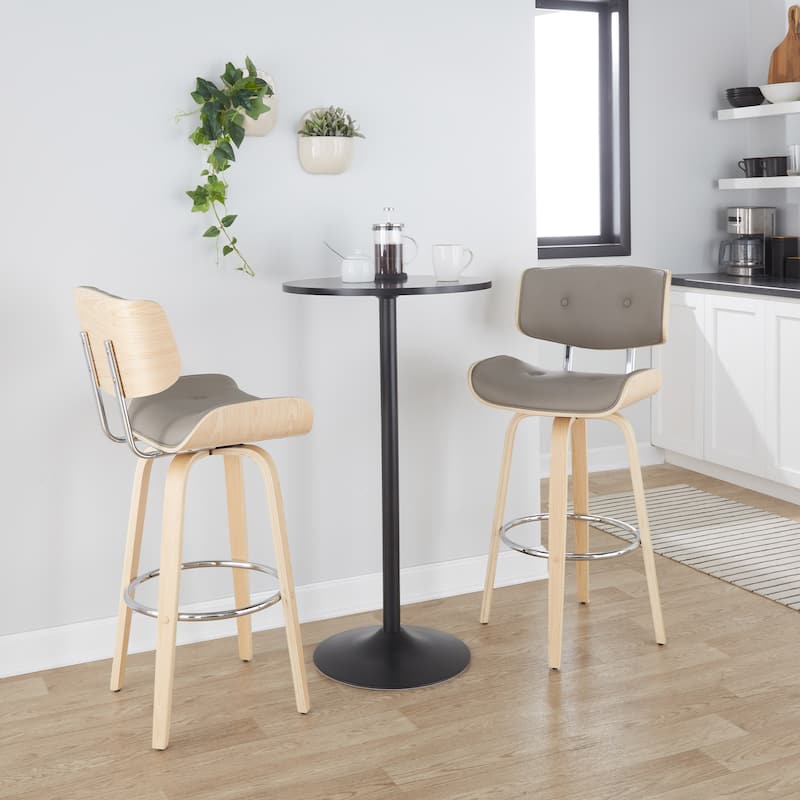 Carson Carrington Leksand 30" Fixed-Height Bar Stool with Bent Wood Legs (Set of 2)