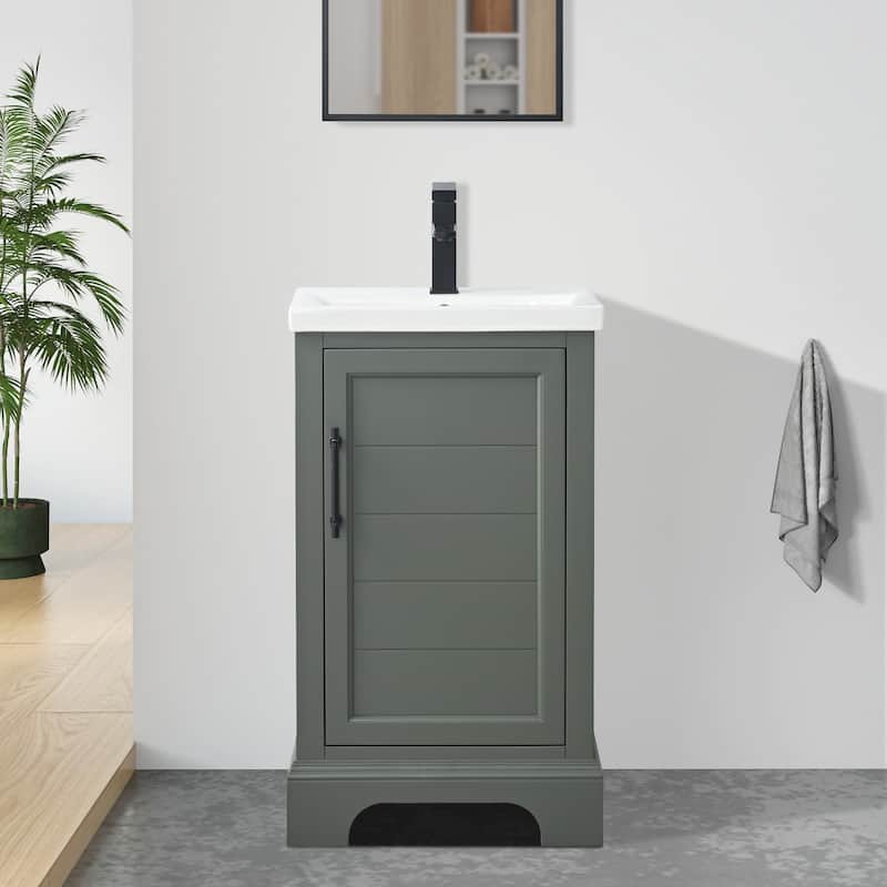 Vanity Art 20" Single Sink Bathroom Vanity with Ceramic Sink & Top - Vintage Green
