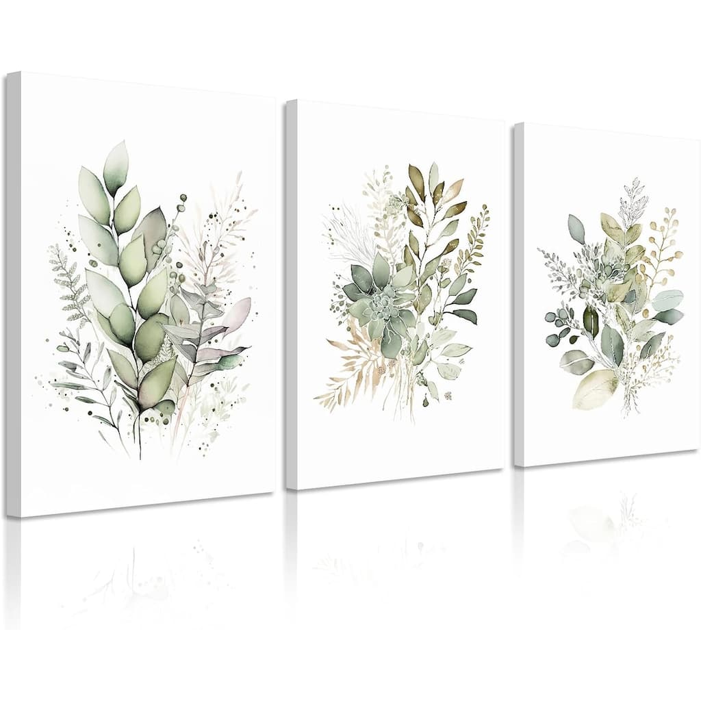 Sage Green Wildflower Wall Art Modern Flower Pictures