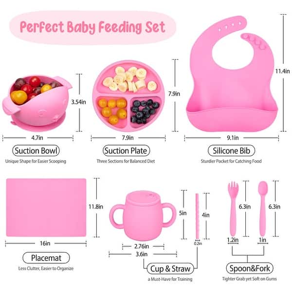 Silicone Baby Feeding Set, 7 PCS Baby Led Weaning Supplies