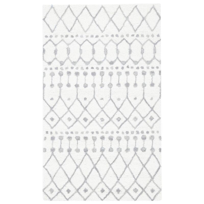 SAFAVIEH Handmade Blossom Orit Moroccan Wool Rug - 2' x 3' - Ivory/Grey