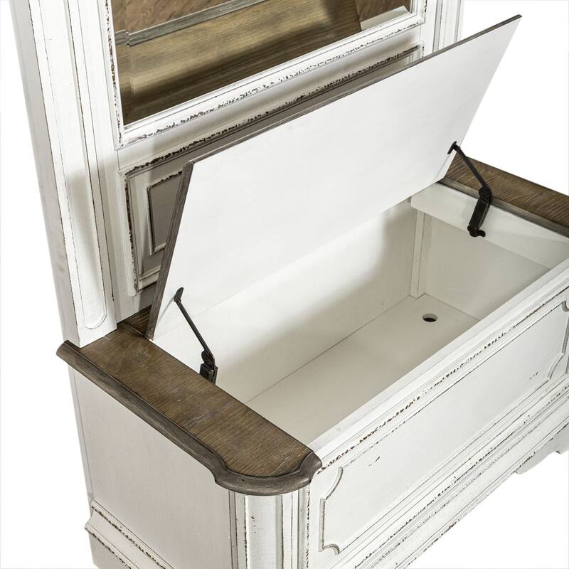 Magnolia Manor Antique White & Weathered Bark 2 Piece Hall Tree Set