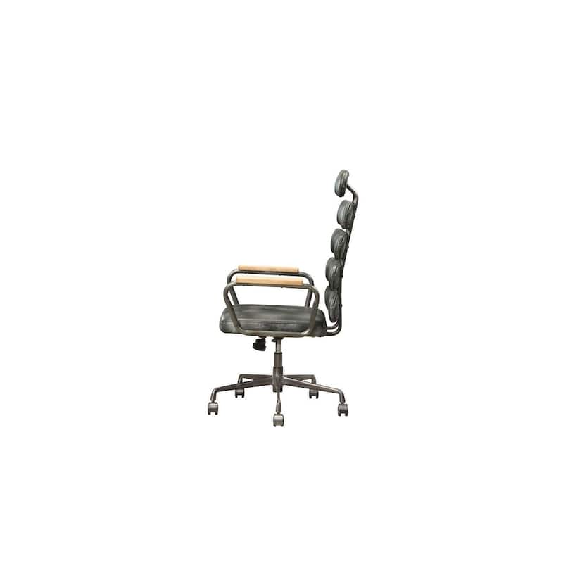 Executive Office Chair - Leather Top Grain, Adjustable Height, Swivel Desk Chair, Black