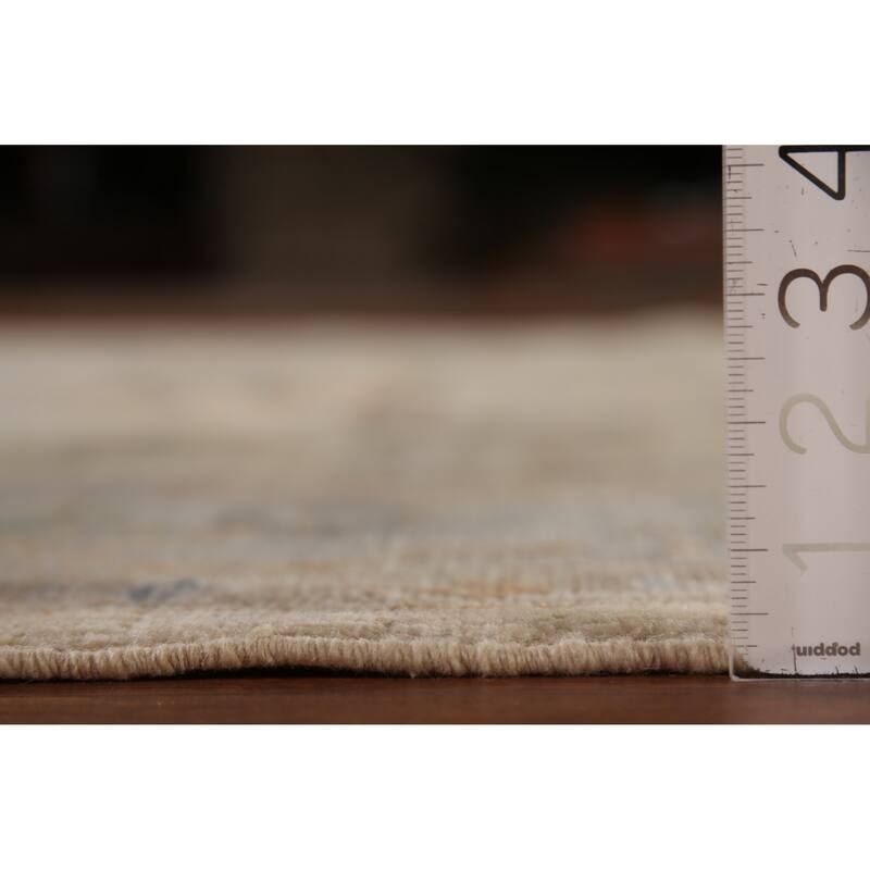 Ivory Oushak Vegetable Dye Turkish Area Rug Handmade Wool Carpet - 6'3"x 9'0"