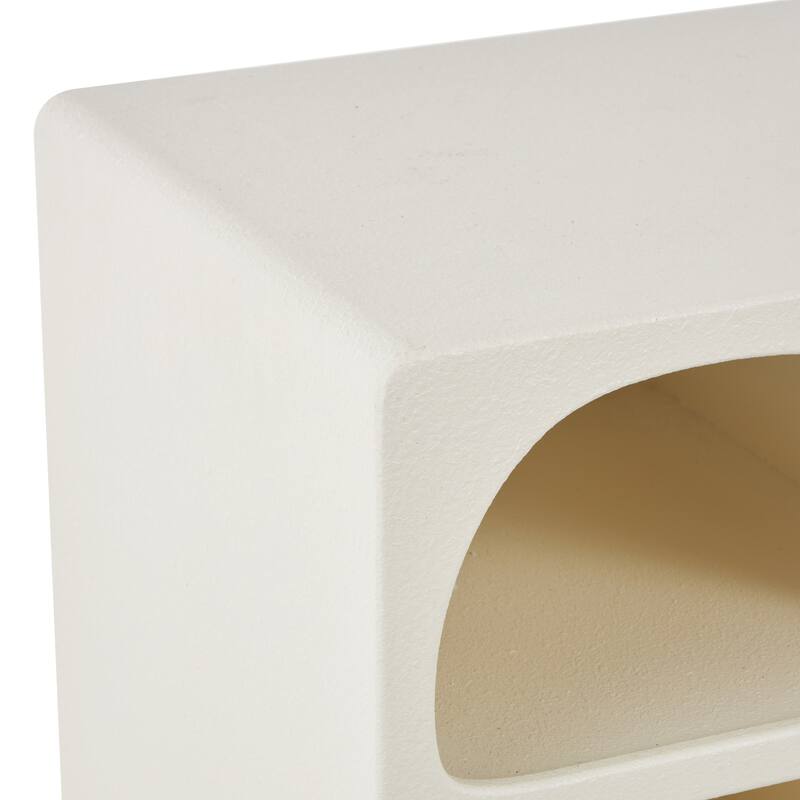 Cream Wood 8 Shelf Storage Shelving Unit with Black Metal Support