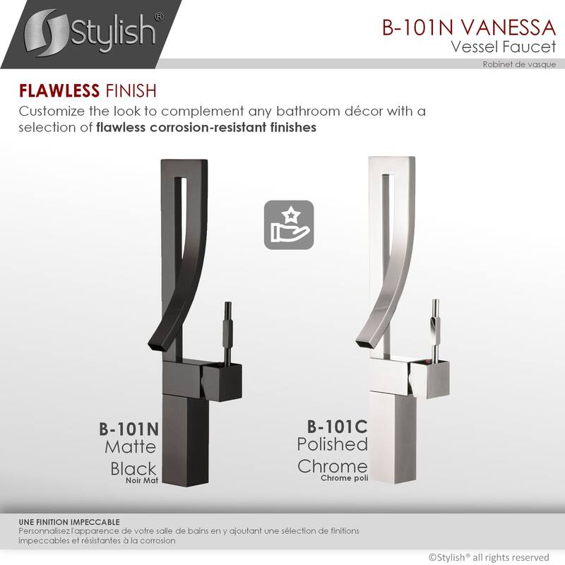 STYLISH Single Handle Bathroom Faucet for Single Hole Brass Vessel Mixer Tap - Faucet Height: 17 1/2" | Spout Height: 8"