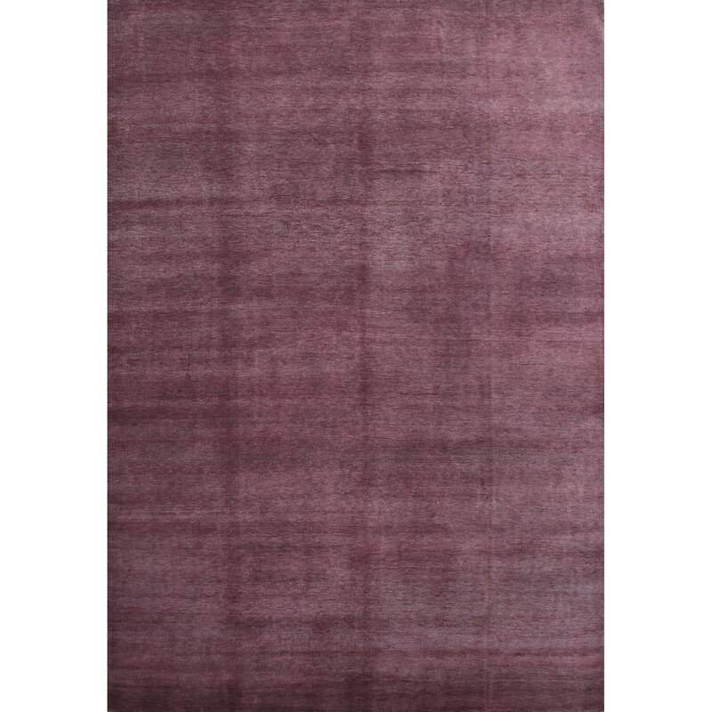 Hand Knotted Oriental 100% Wool Carpet Modern Solid Purples Gabbeh Area Rug - 12' 0'' X 8' 10''