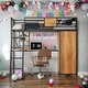 preview thumbnail 2 of 38, Modern Style Twin Size Loft bed with L-shape Desk and Wardrobe,4-step Ladder/Integrated Study Space