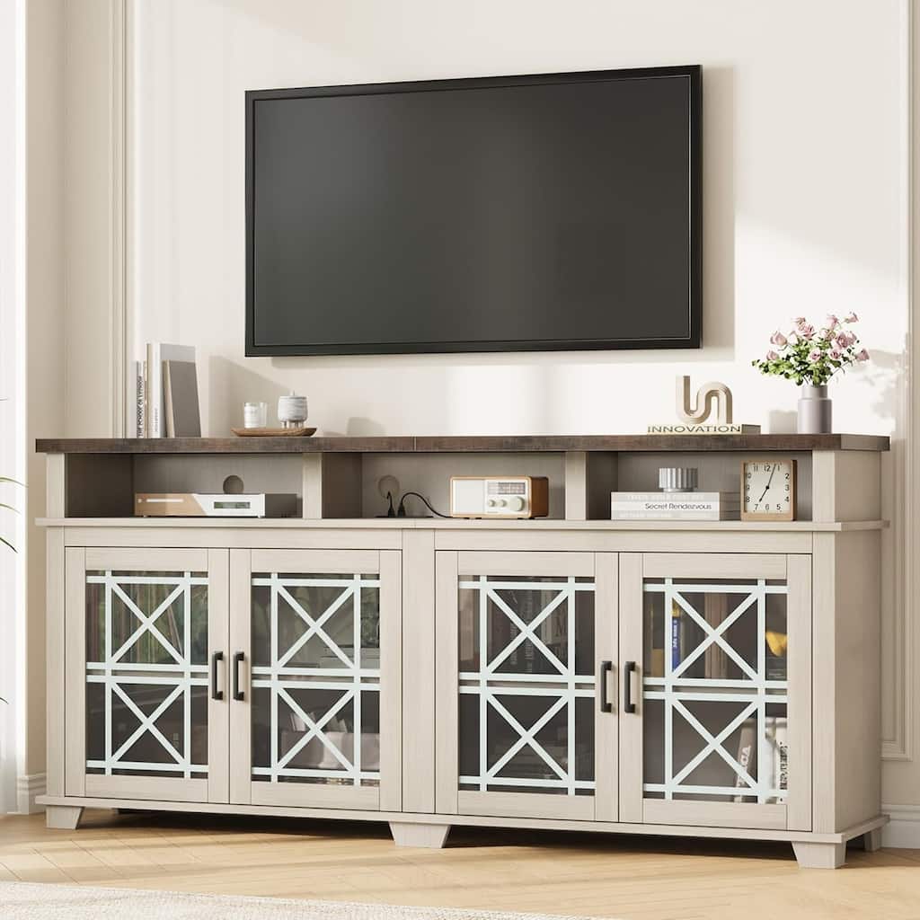 TV Stand for 80 inch,Entertainment Center with LED Lights and Storage