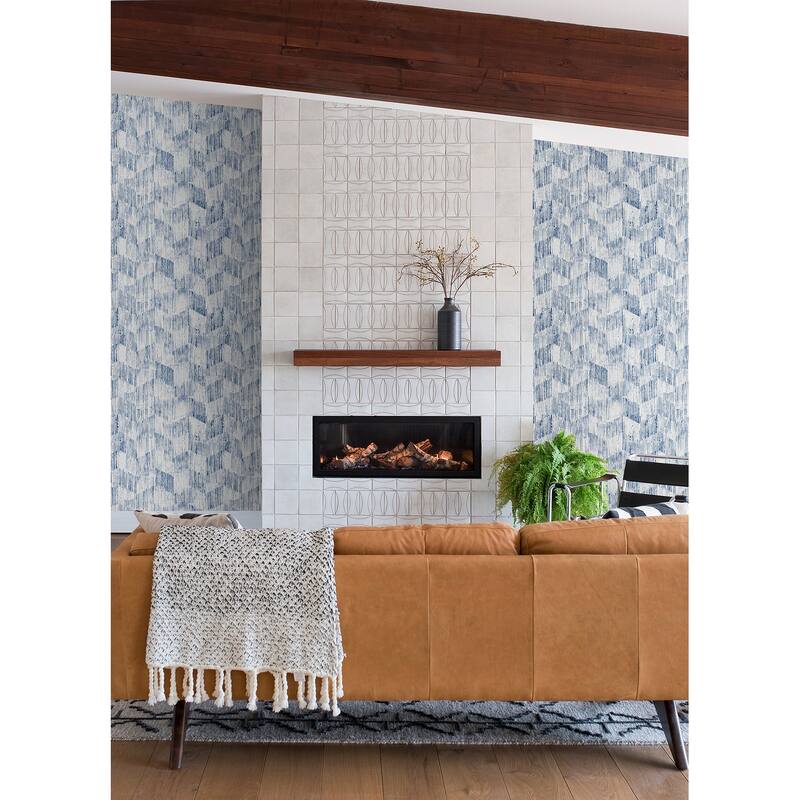 Scott Living Demi Indigo Distressed Wallpaper