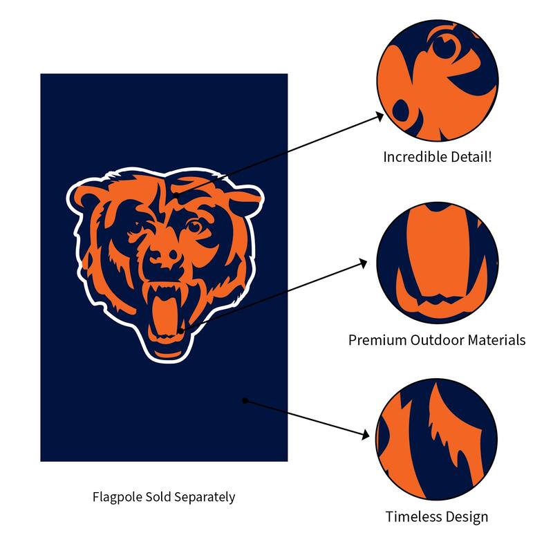 Applique Flag, House Size, Chicago Bears