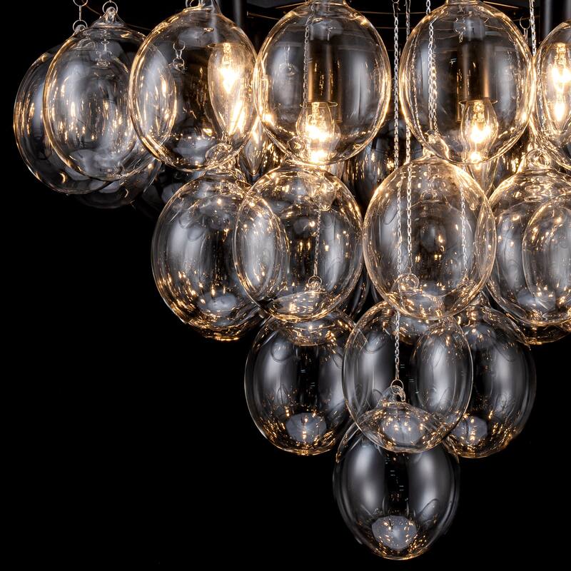 Starsky 8 - Light 23in. Modern Glam Cluster Glass Bubble Chandelier with 28 Clear Glass Globe Bubble